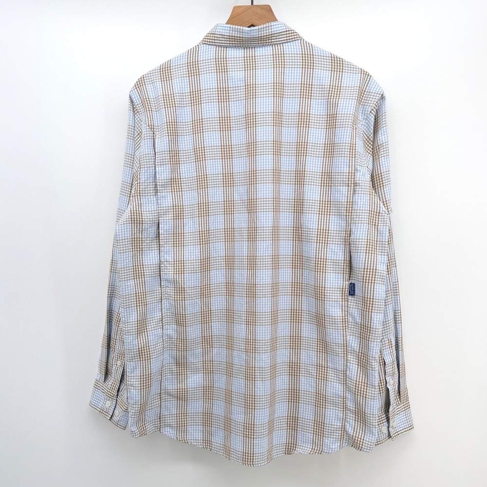 AFTCO Shirt Mens M Blue Plaid Vented Performance Long Sleeve Fishing Utility - Picture 3 of 9